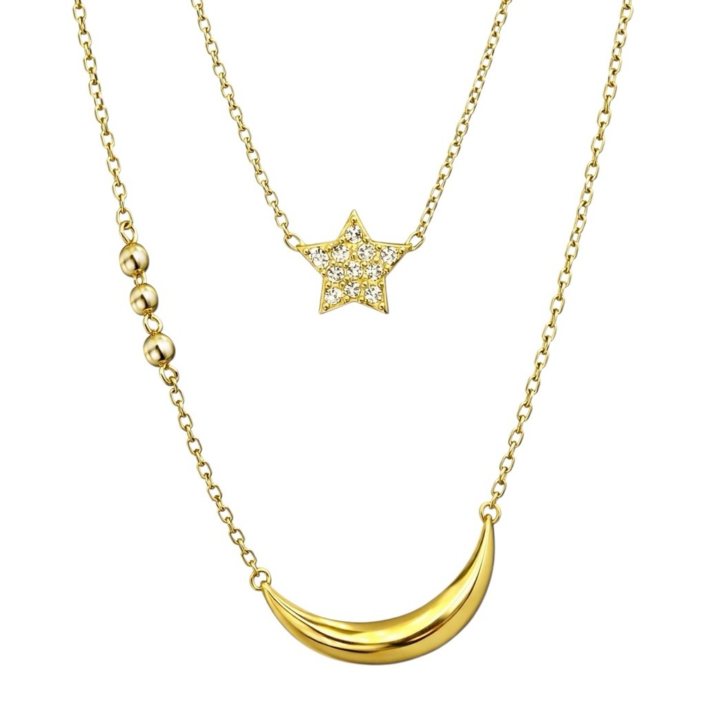Star Moon Double Layering Reversible Necklace